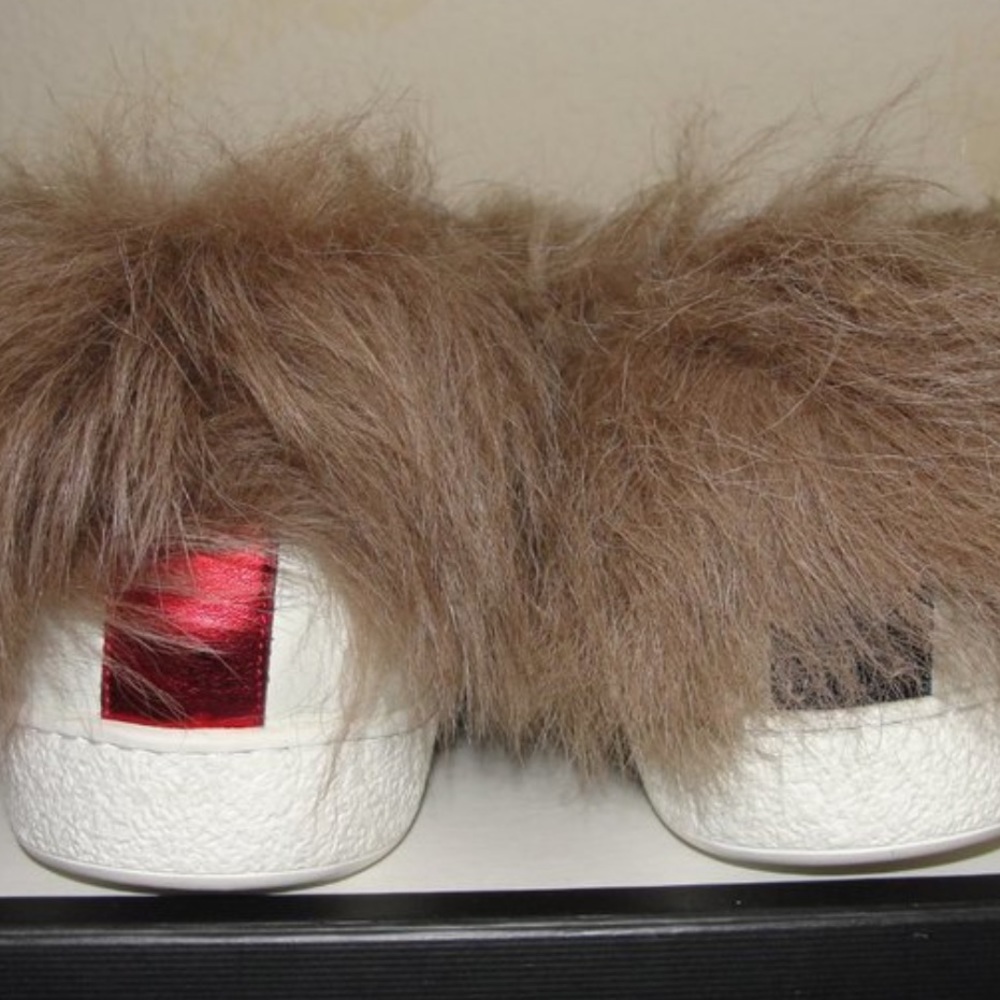 Limited Edition GUCCI MEN'S ACE FUR LEATHER SNEAKERS 8.5 NEW - Picture 3 of 7